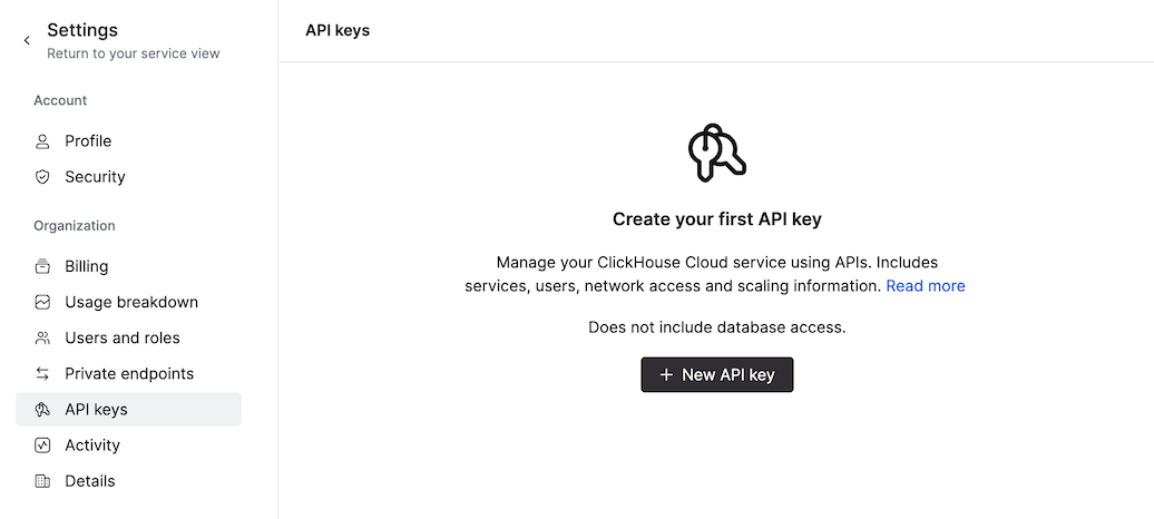 API Keys 페이지